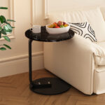 4-SOGA 50cm Black Marble Mini Side Table Movable Lightweight w/ Black Frame