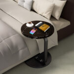 5-SOGA 50cm Black Marble Mini Side Table Movable Lightweight w/ Black Frame