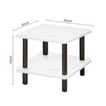 6-SOGA 60cm White Ceramic Side Table Stone Pattern Modern Design with Metal Legs