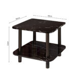 6-SOGA 60cm Black Ceramic Table Stone Pattern Modern Design with Black Metal Legs