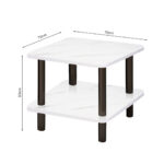 6-SOGA 2X 70cm White Ceramic Table Stone Pattern Modern Design with Black Metal Legs