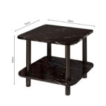 6-SOGA 70cm Black Ceramic Side Table Stone Pattern Modern Design with Black Metal Legs