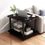 7-SOGA 70cm Black Ceramic Side Table Stone Pattern Modern Design with Black Metal Legs