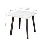 5-SOGA 40cm White Ceramic Table Stone Pattern Compact Modern Design with Black Metal Legs