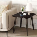 6-SOGA 40cm Black Ceramic Table Stone Pattern Compact Modern Design with Black Metal Legs