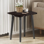 4-SOGA 2X 40cm Black Ceramic Table Stone Pattern Compact Modern Design with Black Metal Legs