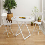 5-SOGA 2X 80cm White Modern Minimalist Table with Sleek Surface Stylish and Functional Design