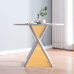 8-SOGA 2X 80cm White Modern Minimalist Table with Sleek Surface Stylish and Functional Design