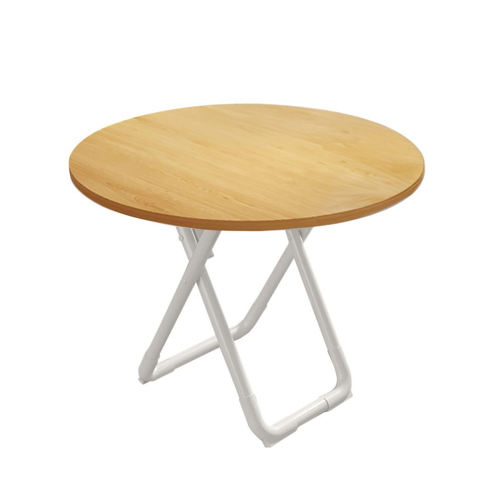 1-SOGA 80cm Wood Color Round Table with White Legs Modern Design for Home Decor