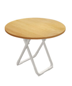 1-SOGA 80cm Wood Color Round Table with White Legs Modern Design for Home Decor