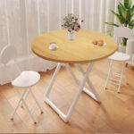 4-SOGA 80cm Wood Color Round Table with White Legs Modern Design for Home Decor