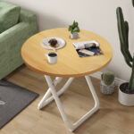 5-SOGA 80cm Wood Color Round Table with White Legs Modern Design for Home Decor