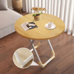 8-SOGA 80cm Wood Color Round Table with White Legs Modern Design for Home Decor