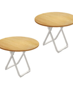 1-SOGA 2X 80cm Wood Color Round Table with White Legs Modern Design for Home Decor