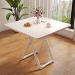 2-SOGA 80cm White Square Table with White Legs Modern Minimalist Design for Home Decor