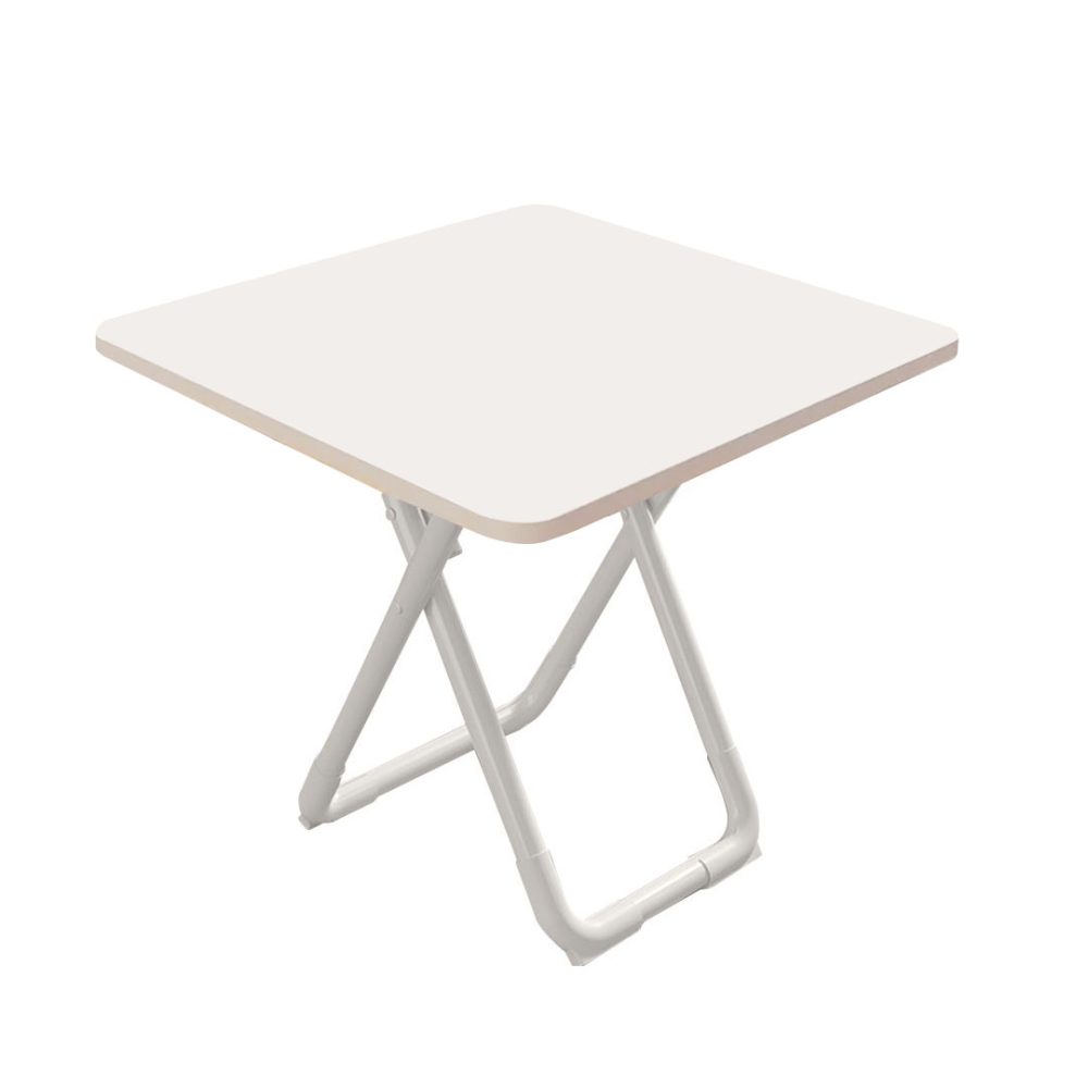 1-SOGA 80cm White Square Table with White Legs Modern Minimalist Design for Home Decor