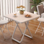 4-SOGA 80cm White Square Table with White Legs Modern Minimalist Design for Home Decor