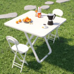 8-SOGA 80cm White Square Table with White Legs Modern Minimalist Design for Home Decor