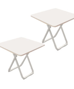 1-SOGA 2X 80cm White Square Table with White Legs Modern Minimalist Design for Home Decor
