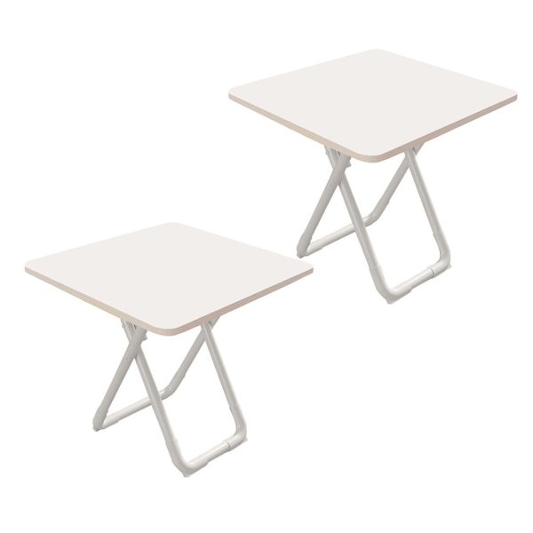 1-SOGA 2X 80cm White Square Table with White Legs Modern Minimalist Design for Home Decor