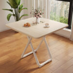 2-SOGA 80cm Light Square Table with White Legs Modern Design for Home Decor