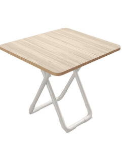 1-SOGA 80cm Light Square Table with White Legs Modern Design for Home Decor