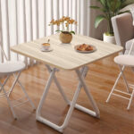 4-SOGA 80cm Light Square Table with White Legs Modern Design for Home Decor
