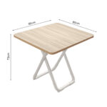 5-SOGA 80cm Light Square Table with White Legs Modern Design for Home Decor