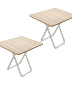 1-SOGA 2X 80cm Light Square Table with White Legs Modern Design for Home Decor