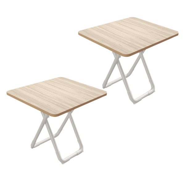 1-SOGA 2X 80cm Light Square Table with White Legs Modern Design for Home Decor