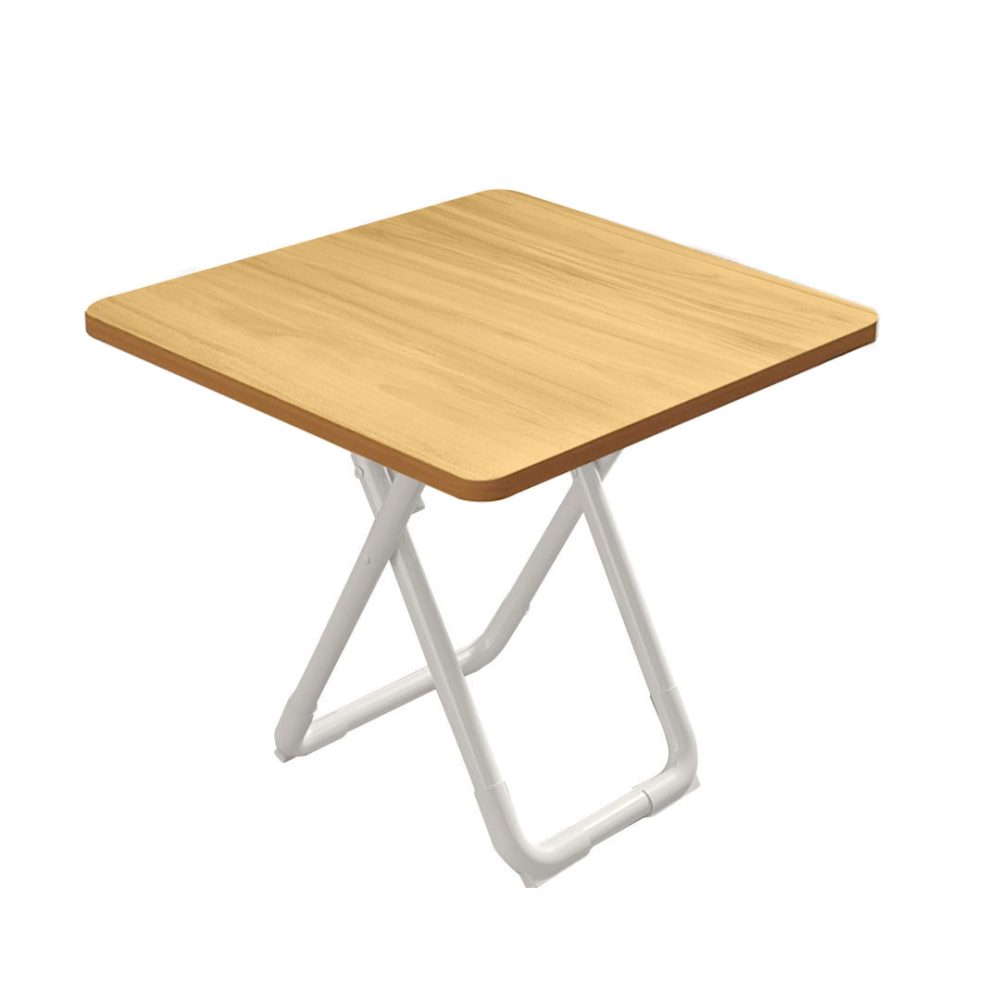 1-SOGA 80cm Wood Color Board Square Table with White Legs Modern and Stylish Design for Home Decor
