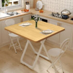 3-SOGA 80cm Wood Color Board Square Table with White Legs Modern and Stylish Design for Home Decor