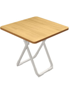 1-SOGA 80cm Wood Color Board Square Table with White Legs Modern and Stylish Design for Home Decor
