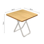 5-SOGA 80cm Wood Color Board Square Table with White Legs Modern and Stylish Design for Home Decor