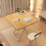 6-SOGA 80cm Wood Color Board Square Table with White Legs Modern and Stylish Design for Home Decor