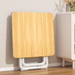 7-SOGA 80cm Wood Color Board Square Table with White Legs Modern and Stylish Design for Home Decor