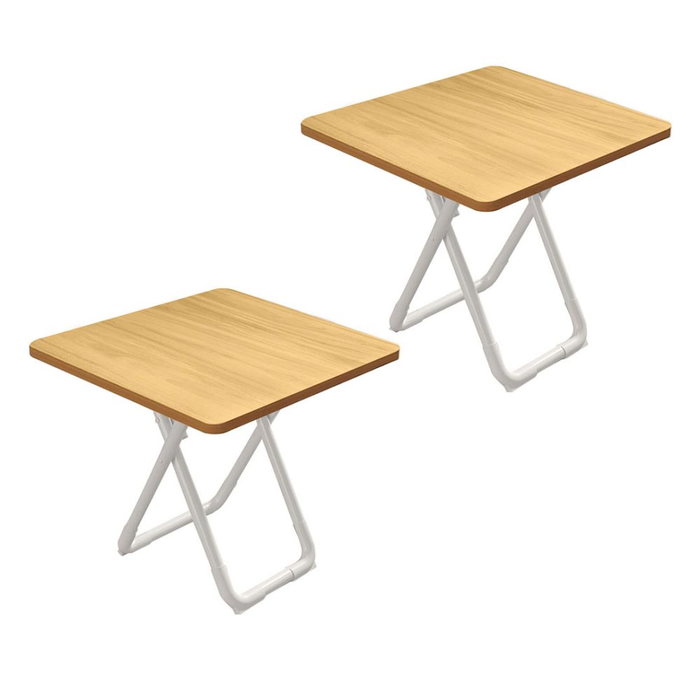 1-SOGA 2X 80cm Wood Color Board Square Table with White Legs Modern and Stylish Design for Home Decor