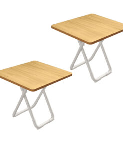 1-SOGA 2X 80cm Wood Color Board Square Table with White Legs Modern and Stylish Design for Home Decor
