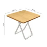 5-SOGA 2X 80cm Wood Color Board Square Table with White Legs Modern and Stylish Design for Home Decor