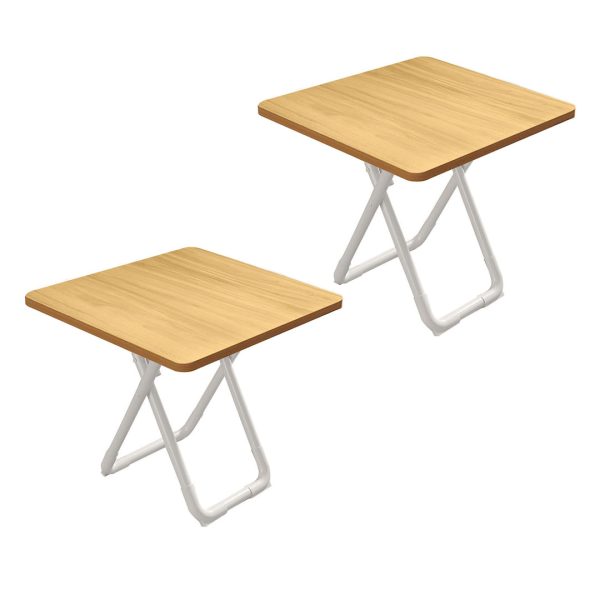 1-SOGA 2X 80cm Wood Color Board Square Table with White Legs Modern and Stylish Design for Home Decor