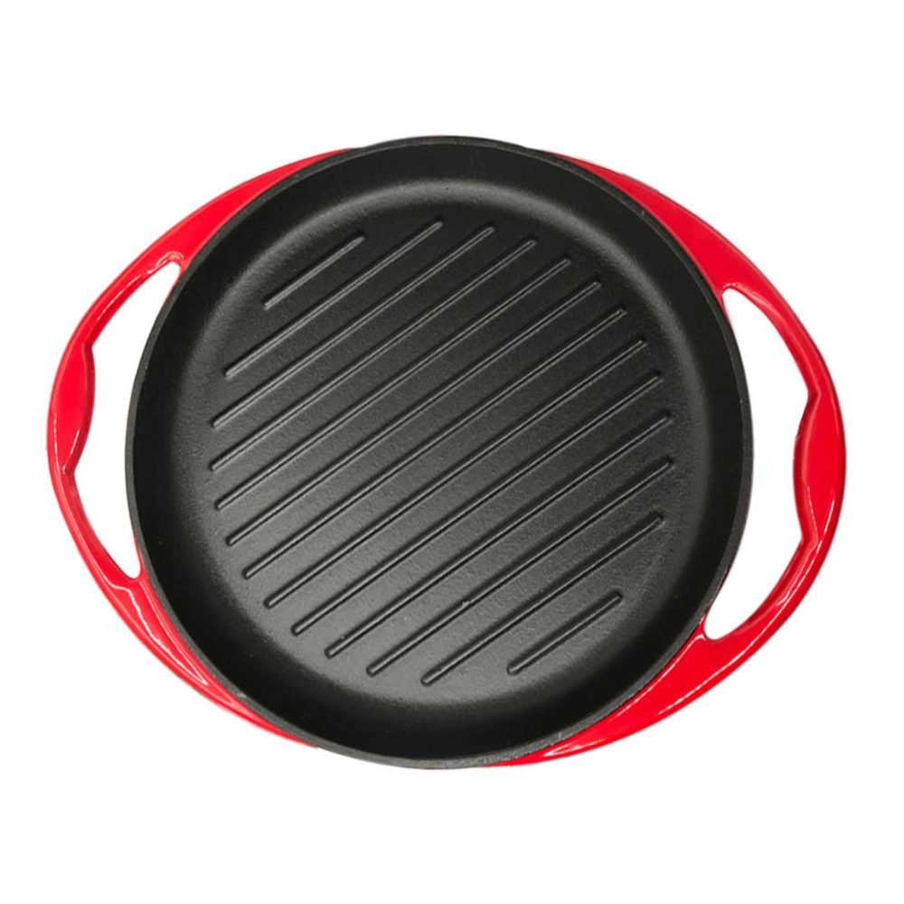 1-SOGA Enamel Porcelain 26cm Cast Iron Frying Pan Skillet Non-stick Coating Steak Sizzle Platter
