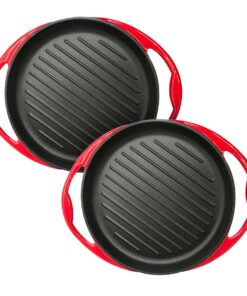 1-SOGA 2X Enamel Porcelain 26cm Cast Iron Frying Pan Skillet Non-stick Coating Steak Sizzle Platter