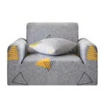 1-SOGA 1-Seater Geometric Print Sofa Cover Couch Protector High Stretch Lounge Slipcover Home Decor