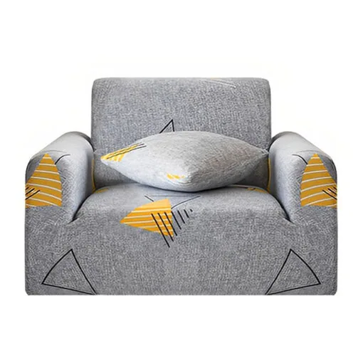 1-SOGA 1-Seater Geometric Print Sofa Cover Couch Protector High Stretch Lounge Slipcover Home Decor