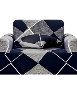 1-SOGA 1-Seater Checkered Sofa Cover Couch Protector High Stretch Lounge Slipcover Home Decor