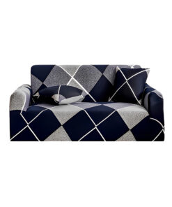 1-SOGA 2-Seater Checkered Sofa Cover Couch Protector High Stretch Lounge Slipcover Home Decor