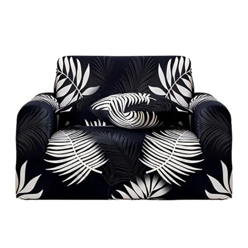 1-SOGA 1-Seater Leaf Design Sofa Cover Couch Protector High Stretch Lounge Slipcover Home Decor