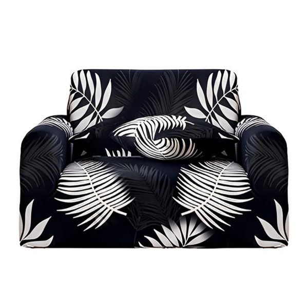 1-SOGA 1-Seater Leaf Design Sofa Cover Couch Protector High Stretch Lounge Slipcover Home Decor
