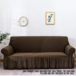 2-SOGA 3-Seater Coffee Sofa Cover with Ruffled Skirt Couch Protector High Stretch Lounge Slipcover Home Decor