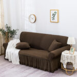 3-SOGA 3-Seater Coffee Sofa Cover with Ruffled Skirt Couch Protector High Stretch Lounge Slipcover Home Decor